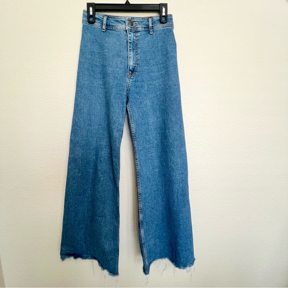 ZARA Wide Leg  Blue Jeans High Rise Retro Women’s Size 4 NWOT